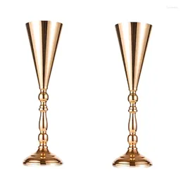 Vases 2 PCS Tabletop Flower Vase Wedding Centrepiece Decor Gold Metal Stand For Anniversary Part