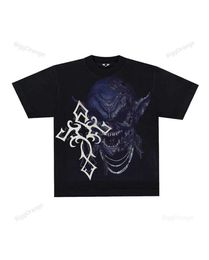 Men's T-Shirts High Strt Sty Cross Devils Thrilling Pure Cotton T-shirt Printed Spring Fit Casual Short Seve Mens and WomensTop H240508
