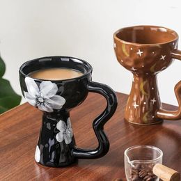 Mugs Vintage Creative High Cup Drinking Glass Ceramic Wine Handmade Coffee Snack Ins Decorative Dessert Ice Cream