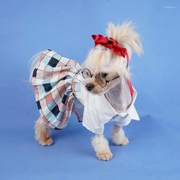 Dog Apparel Fashion Bows Dress Summer Autumn Skirt Pet Clothing Chihuahua Plaid Skirts Cat Princess Clothes