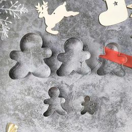 Baking Moulds Dough Pastry Xmas Gingerbread Man Stainless Steel Santa Claus Cookie Cutters Set Tools Christmas Decor Biscuit Mold