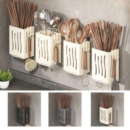 Kitchen Storage Black Drain Chopsticks Basket Plastic Wall Mounted Cage Efficient Drainage Anti-mold Cutlery Holder For Home