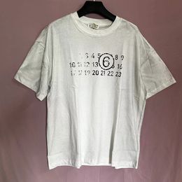 24ss Paris Number Vintage Print Oversize Tee Washed Designer T shirt Spring Summer Casual Fashion Skateboard Men Women Tshirt 0420