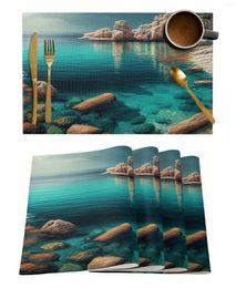 Table Mats Summer Landscape Ocean Placemat Wedding Party Dining Decor Linen Mat Kitchen Accessories Napkin