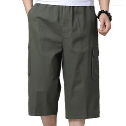 Men's Shorts Big Size Cropped Pants Sports Casual Cargo Below Knee Loose Fit Male Clothes Work