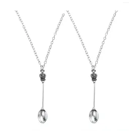Pendant Necklaces 2 Pcs Crown Spoon Necklacess Necklacesss Chain Classical Jewellery Gift Gifts Zinc Alloy Vintage Ornament Accessory