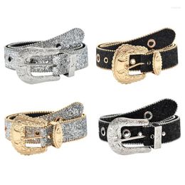 Belts Sexy Waist Belt Jeans PU Grommet Casual Ceinture Punk Modern Street Dance Glittered