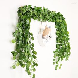 Decorative Flowers 1pc 2Meters Green Artificial Hanging Vine Rattan Leaf Vagina Grass Plants Grape Leaves For Home Garden Party Wall