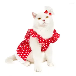 Dog Apparel Pet Clothing Dot Flying Sleeve Dress For Dogs Clothes Cat Small Cute Thin Spring Summer Red Fashion Yorkshire Accessories