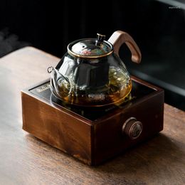 Teaware Sets Glass Teapot Tea Set Chinese Kettle Heat-resistant Pot Walnut Wood Electric Stove Wooden Handle Side