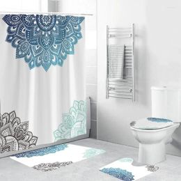 Shower Curtains Bohemian Style Bathroom Toilet Curtain Floor Mat Three-piece Decoration Non-slip Home