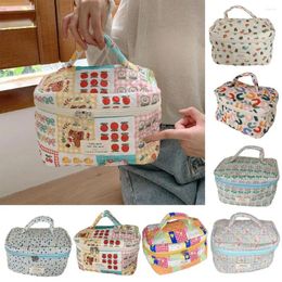 Storage Bags Makeup Bag Foldable Compartment Portable Handle Two-way Zipper Cute Cosmetic Pouch Toiletry Holder Toilet Case