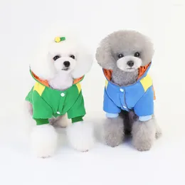 Dog Apparel Pet Winter Colour Matching Jacket Warm Windproof Coat Hoody Autumn And Clothes Clothing Two-legged Cotton
