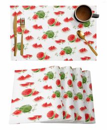 Table Mats 4/6 Pcs Summer Fruit Watermelon Placemat Kitchen Home Decoration Dining Coffee Mat