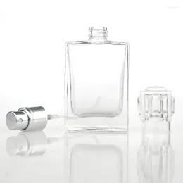 Storage Bottles Top Seller 30ML Square Glass Perfume Refillable Atomizer With Aluminum Cosmetic Spray 100pcs/lot