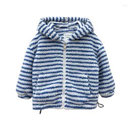 Down Coat Kids Boys' Clothes Baby Winter Outfits Striped Zipper Children Boys Clothing Outer Wear Warm Cashmere Cotton Padded Jackets