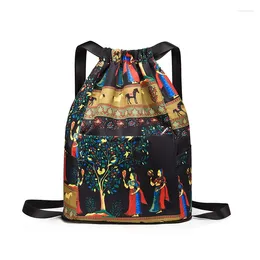 School Bags Boho Ethnic Floral Foldable Travel Bag Women Sacred Tree Backpack Drawstring Portable Outdoor Causal Camping Large Capacity