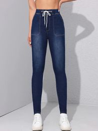 Women's Jeans 2024 Women Elastic Jean Leggings Pants High Waist Slim Push Up Seamless Pencil Denim Casual