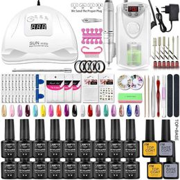 Nail Art Kits Manicure Set With 54W/36W UV Nail Lamp Dryer 18/6 Colors Gel Nail Polish Nail Drill Machine Set Gel Nail Set Nail Art Tools Set T240510