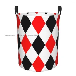 Laundry Bags Foldable Basket For Dirty Clothes Red Black And White Rhombuses Pattern Storage Hamper Kids Baby Home Organiser