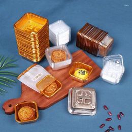 Gift Wrap 100pcs Square Moon Cake Trays Mooncake Packaging Box Without Cover Food Container Holder Gold Plastic For Cookie