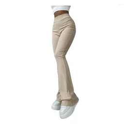 Women's Pants Flared Leg Shape Stylish High Waist Yoga For Women Stretchy Slim Fit Trousers With Soft Warm Fabric Fall