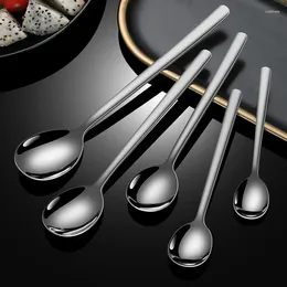 Tea Scoops 304 Stainless Steel Spoons Ice Cream Long Handle Coffee Stirring Kitchen Utensils