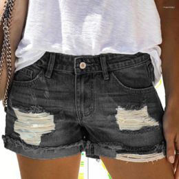 Women's Jeans Fashion Sexy Hole Denim Shorts With Tassel Women 2024 Summer High Waisted Button Zipper Pockets Female Washed Vintage Slim