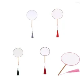 Decorative Figurines Traditional Blank Chinese Court Round Fan With Wooden Handle Painting