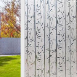 Window Stickers 3d Bamboo Leaf Pattern Electrostatic Glass Sticker Opaque Frosted Film Office Paper Toilet Insulation Pvc