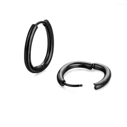 Hoop Earrings Small Circle Creole For Women Stainless Steel Hoops Black Gold Color Simple & Polished Thick Ear Jewelry