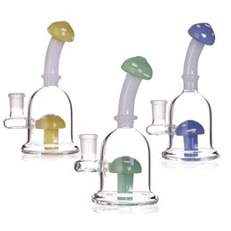 Handmade Blown Coloured Glass Bong Mushroom Theme Creative Philtre Water Smoke Bottle Portable