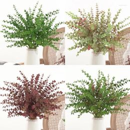 Decorative Flowers Plastic Simulation Eucalyptus Plants Branches And Leaves Garden Artificial Green Plant Fake Flower Wedding Decoration