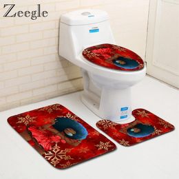 Bath Mats Zeegle Printed Africa Wemon Mat Set Cartoon Anti-slip Toilet Rug Flannel Seat Cover Foot
