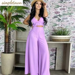 Women's Two Piece Pants Set In 2024 Spring And Autumn Season Solid Colour Strap Tank Top High Waist Pocket Wide Leg Casual