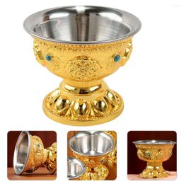 Wine Glasses Water Supply Cup For Buddha Desktop Buddhism Gold Decor Ornaments Exquisite Wear-resistant Stainless Steel Holy