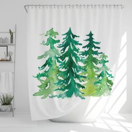 Shower Curtains 1 Pcs Nordic Simple Green Plant Waterproof Curtain Christmas Tree Bathroom Decoration With Plastic Hooks