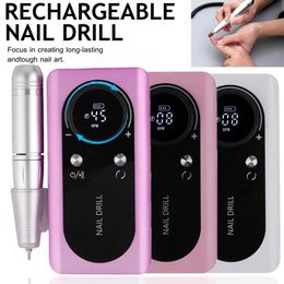 Nail Art Equipment 2024 Original 45000RPM Rechargeable Nail Drill Machine with LCD Low Noise Professional Nail Polish Sander Nails Accessories Set T240510