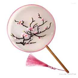 Decorative Figurines LOVE WANGYIRUO-Round Embroidered Silk Fan Hand-Held Craft Gift Home Decoration Hanfu Animation Accessories Chinese