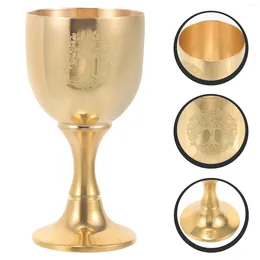 Wine Glasses Pentagram Tree Pattern Altar Chalice Vintage Style Brass Goblet Communion Cups Retro Worship Craft