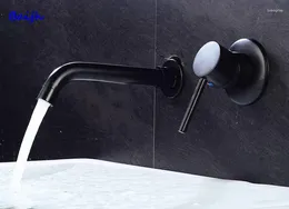 Bathroom Sink Faucets Wash Basin Faucet Wall Mount Brass MaBlack Tap And Cold Water Swivel Spout Bath With Single Handle