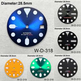Watch Bands 28.5mm S dial suitable for NH35/NH36 green glowing diver 200 modification accessories Q240510