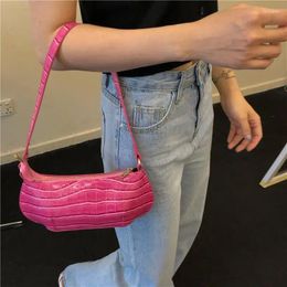 Shoulder Bags Patent Leather Small Women Baguette Handbag Vintage Design Ladies Underarm Bag Crocodile Pattern Highquality Armpit