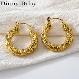 Hoop Earrings Diana Baby 1 Pairs Stainless Steel Geometric For Women Hight Quality Gold Plated Ear Jewelry Unusual Party Jewellery
