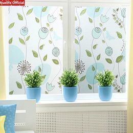 Window Stickers Green Spring Vine Leaves Pattern Electrostatic Frosted Glass Film Living Room Bedroom Dormitory Sliding Door Balcony