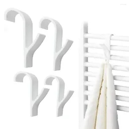 Hooks 2/4 Pcs Plastic Towel Rack Hook Hanger For Heated Radiator Rail Bathroom Holder Clothes Scarf White