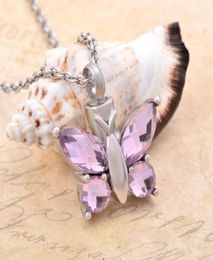 CMJ8497 quotElegant Pink Crystal Butterfly Keepsake Cremation Jewellry Urns Pendant Necklace Pet Memorial Jewellery Keepsake1591464