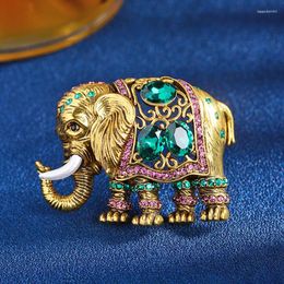 Brooches Retro Heavy Industry Elephant For Men And Women Fashion Animal Corsage Imitation Crystal Accessories Broche Pins Gift