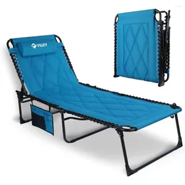 Camp Furniture Folding Sleeping Bed For Outdoor Beach Chair Indoor Relaxing Garden Oversized Padded Chaise Lounge With Cushion