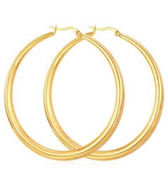 Real 18K Gold Silver Plated Big Hoop Earrings for Women Large Stainless Steel Round Circle Hoops Earring Lightweight No Fade Color6396061